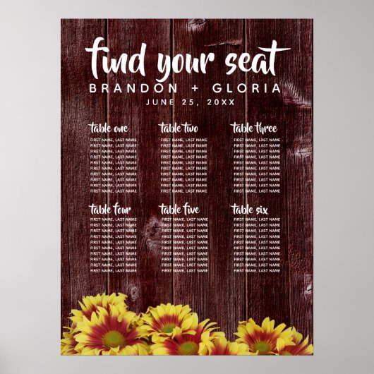 Najaarsbloemen op het Rustic Wooden Fence Wedding Poster (Voorkant)