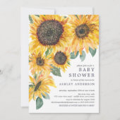 Najaarsbloemen Waterverf Zonnebloemen Baby shower Kaart (Voorkant)