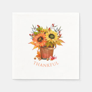 Najaarsbloemen Wooden Bucket Thankful Servet