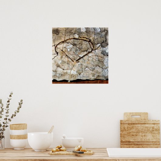 Najaarsbomen in de beweging van Egon Schiele Poster (Keuken)