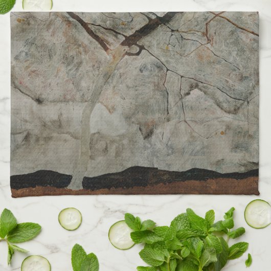 Najaarsbomen in de beweging van Egon Schiele Theedoek (Gevouwen)