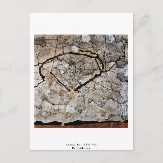 Najaarsbomen in de wind door Schiele Egon Briefkaart (Voorkant)
