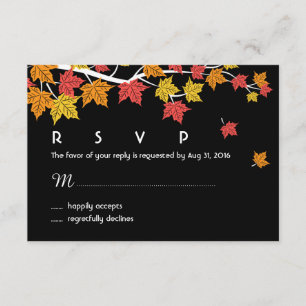 Najaarsbruiloft RSVP-Kaart met maple bladeren die  RSVP Kaartje