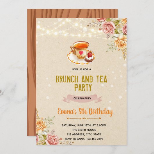 Najaarsbrunch en theeuitnodiging bedankkaart (Voorkant / Achterkant)