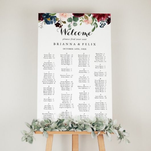 Najaarscalligrafie Alfabetische zitplaats Poster