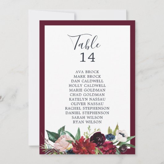 Najaarscurve Garden Burgundy Table Number (aantal  (Voorkant)