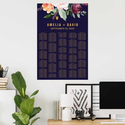 Najaarscurve van de Floral (200+ gasten) Poster (Thuiskantoor)