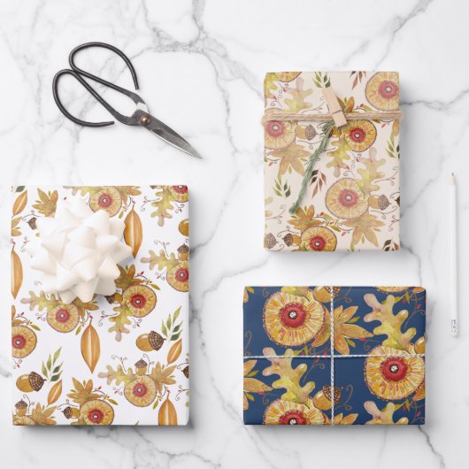 Najaarscurve Waterverf handgeschilderd Inpakpapier Vel (Voorkant)