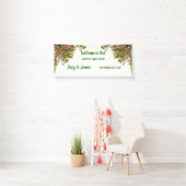 Najaarsdag Herfst Foliage Green Leaves Wedding Par Spandoek (Insitu)