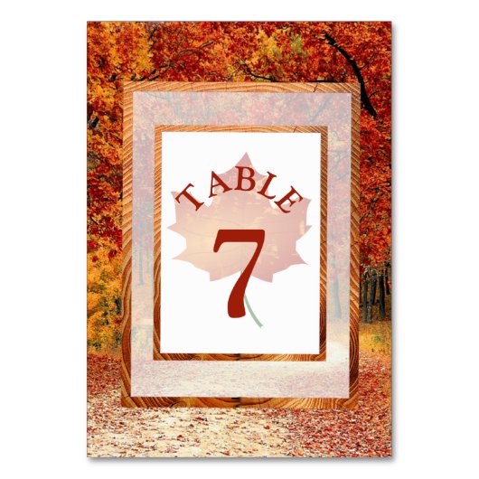 Najaarsdag  Herfst Leaf Table Number Kaart (Achterkant)