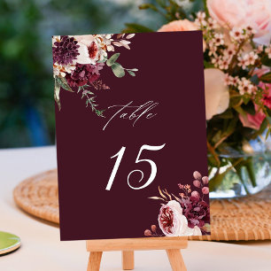 Najaarsdag Romance Burgundy Floral Wedding Kaart