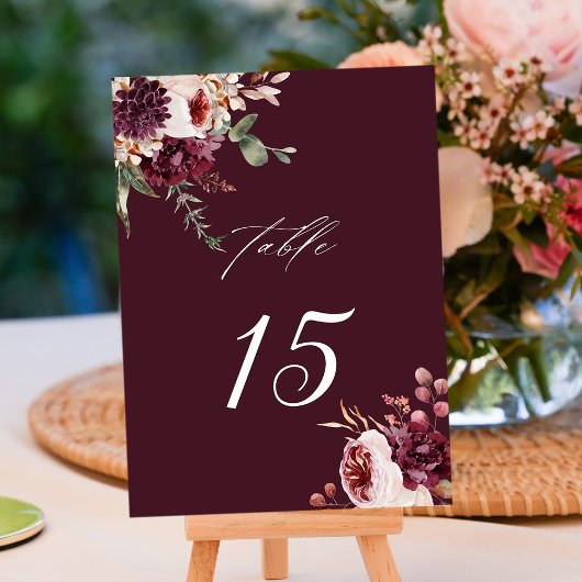 Najaarsdag Romance Burgundy Floral Wedding Kaart