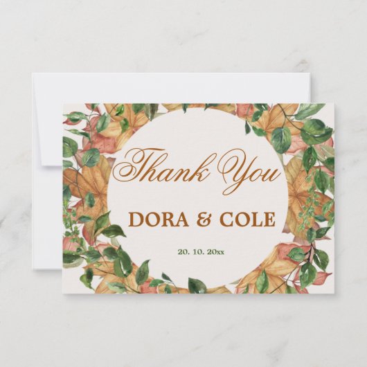 Najaarsdag Sinaasappel Grieks Waterverf bruiloft Bedankkaart (Achterkant)