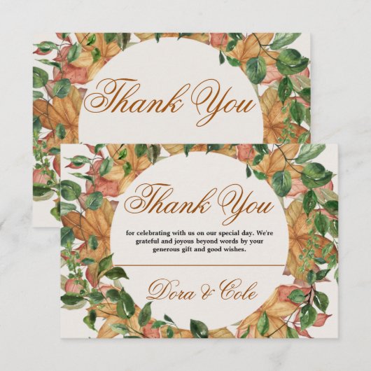 Najaarsdag Sinaasappel Grieks Waterverf bruiloft Bedankkaart (Voorkant / Achterkant)