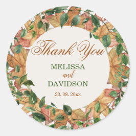 Najaarsdag Sinaasappel Grieks Waterverf bruiloft Ronde Sticker