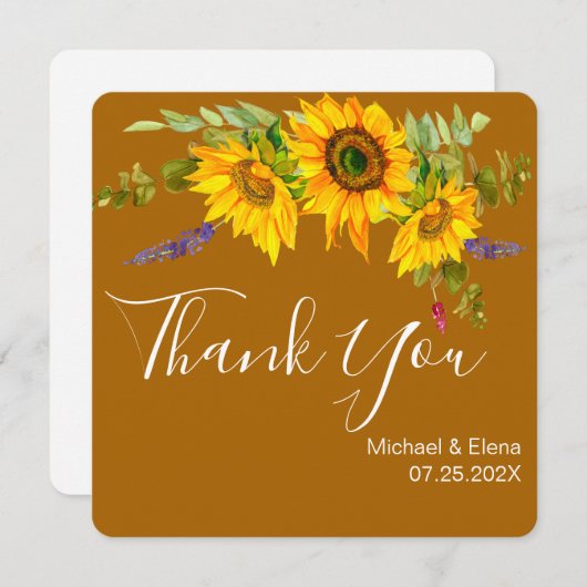 Najaarsdag Zonnebloemen Weddenschap Hartelijk dank (Voorkant / Achterkant)