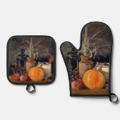 Najaarsdecorpties op tabel ovenwant & pannenlap set (Voorkant)