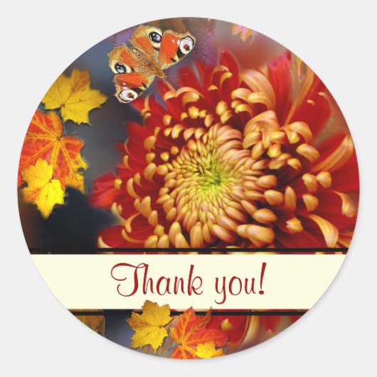 Najaarsdromen ~ Round Chrysanthemum Sticker (Voorkant)