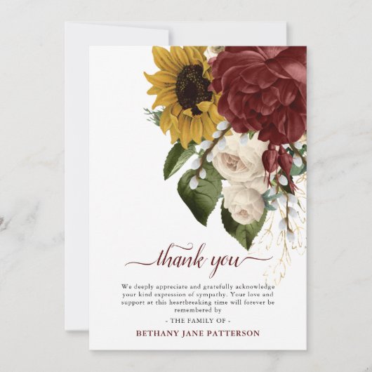  najaarse Herfst Blooms Sympathie Bedankkaart (Voorkant)