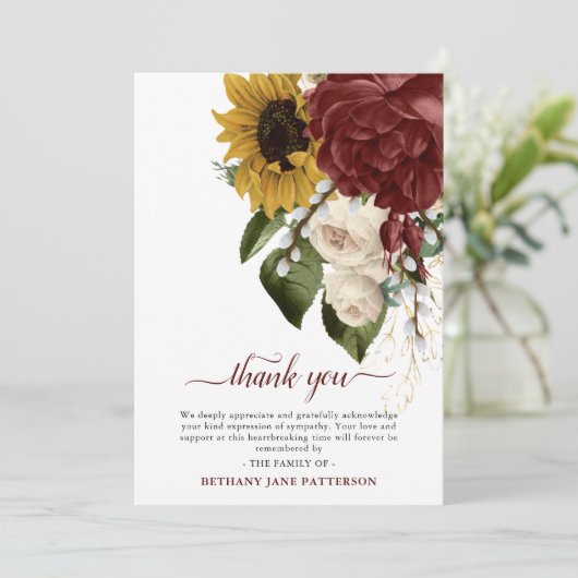 najaarse Herfst Blooms Sympathie Bedankkaart (Staand voorkant)