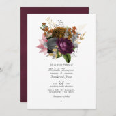 najaarse Herfst Floral QR Code RSVP Weddenschap Kaart (Voorkant / Achterkant)