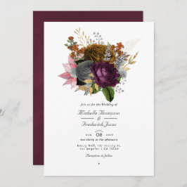  najaarse Herfst Floral QR Code RSVP Weddenschap Kaart