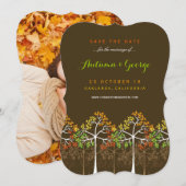 Najaarse Herfst Trees Wedding Photo Save the Date (Voorkant / Achterkant)
