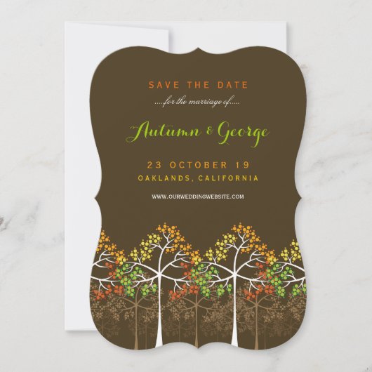 Najaarse Herfst Trees Wedding Photo Save the Date (Voorkant)