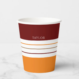 Najaarse maroon Oranje strepen met naam Papieren Bekers