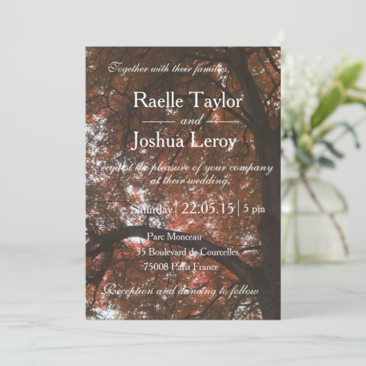 Najaarse uitnodiging voor de bruiloft van herfsten (Staand voorkant)