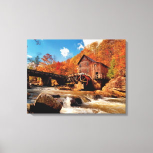 Najaarse watermill canvas afdruk