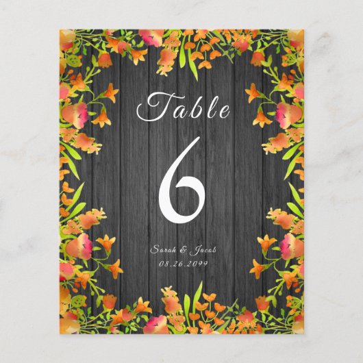 Najaarse Waterverf bloemen op Rustic Wood (Voorkant)