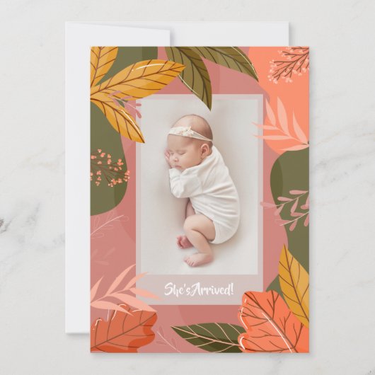 Najaarsfoto foto's van de fall Leaves Birth Announ Feestdagenkaart (Voorkant)