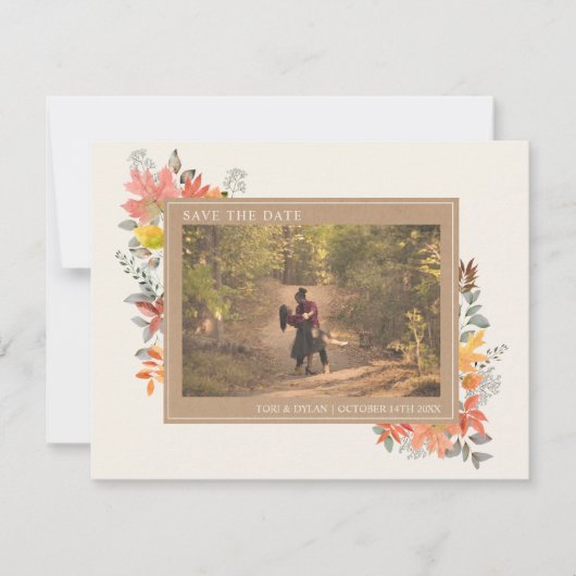 Najaarsfoto van Fall Leaves Foliage Weddenschap Fo Save The Date (Voorkant)