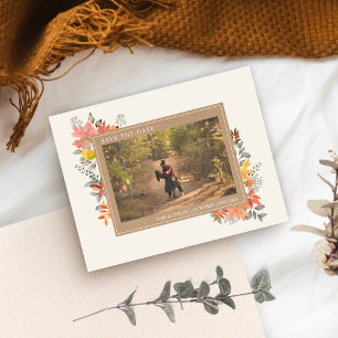 Najaarsfoto van Fall Leaves Foliage Weddenschap Fo Save The Date