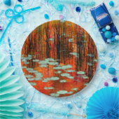 Najaarsfoto van Pond Rustic Fall Weddenschap Papieren Bordje (Feest)