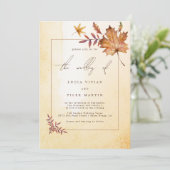 Najaarsfoto Waterverf van Maple Leaf Weddenschap Kaart (Staand voorkant)