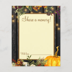 Najaarsgeheugenkaart van de herfst rustic voor 80 