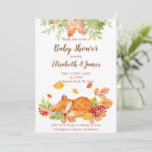 Najaarsherfst schattig baby baby shower kaart (Staand voorkant)