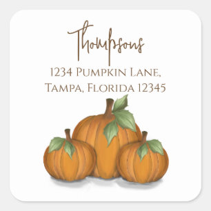 NajaarsHerfst Waterverf Pumpkin Elegant Harvest Vierkante Sticker