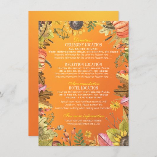 Najaarsinformatie laat pomkins Weddenschap Informatiekaartje (Voorkant / Achterkant)