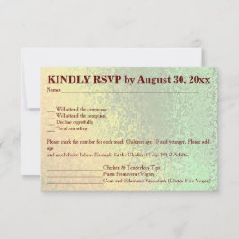 Najaarsjaad van RSVP met groene en gele bruiloft Kaart