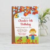 Najaarsjongen Herfst Boy Scarecrow Birthday Kaart (Staand voorkant)