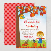 Najaarsjongen Herfst Boy Scarecrow Birthday Kaart (Voorkant / Achterkant)