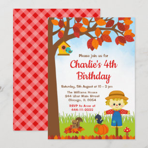 Najaarsjongen Herfst Boy Scarecrow Birthday Kaart