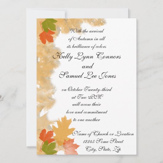 Najaarsjumn Fall Leaves Wedding Kaart (Voorkant)