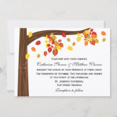 Najaarsjumn Falling Leaves Wedding Kaart (Voorkant)