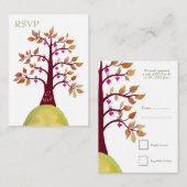 Najaarskaarten van de Herfst van de Heart Tree Car Informatiekaartje (Voorkant / Achterkant)