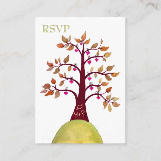 Najaarskaarten van de Herfst van de Heart Tree Car Informatiekaartje (Voorkant)