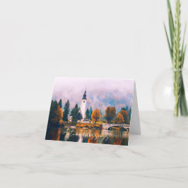 Najaarskerk en brug met aangepaste tekst kaart